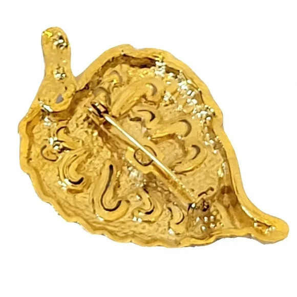 AAI Leaf Brooch Leaf Gold Tone Signed Vintage Accessories Associates Inc 2"x1.3" - Picture 2 of 3